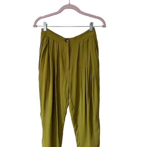 LPA Button & Zip Fly No Belt Loops Pleated Trouser Pants Green Size Small - Picture 3 of 10